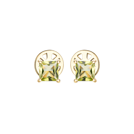 Золотые пусеты с хризолитами