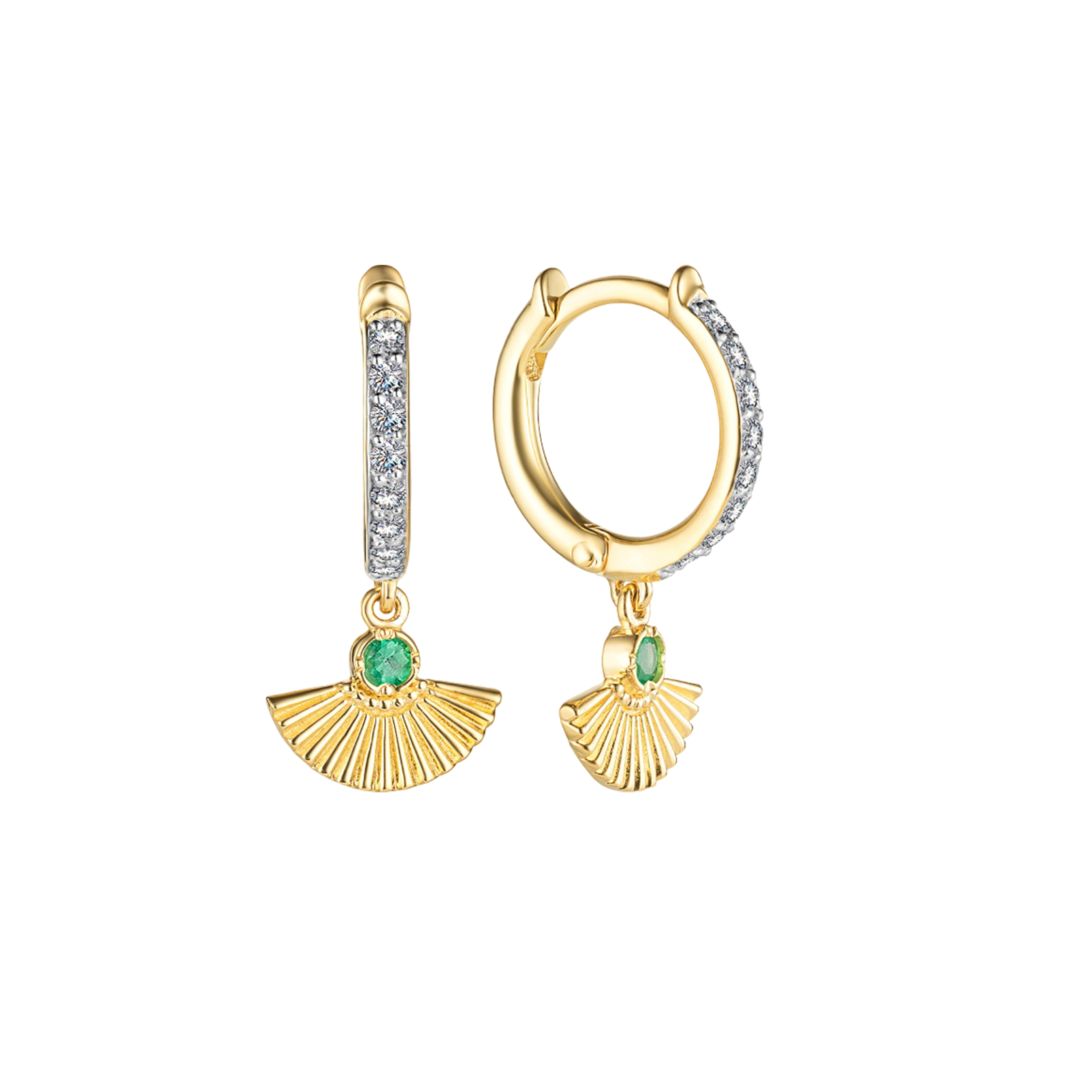 Золотые серьги с изумрудами