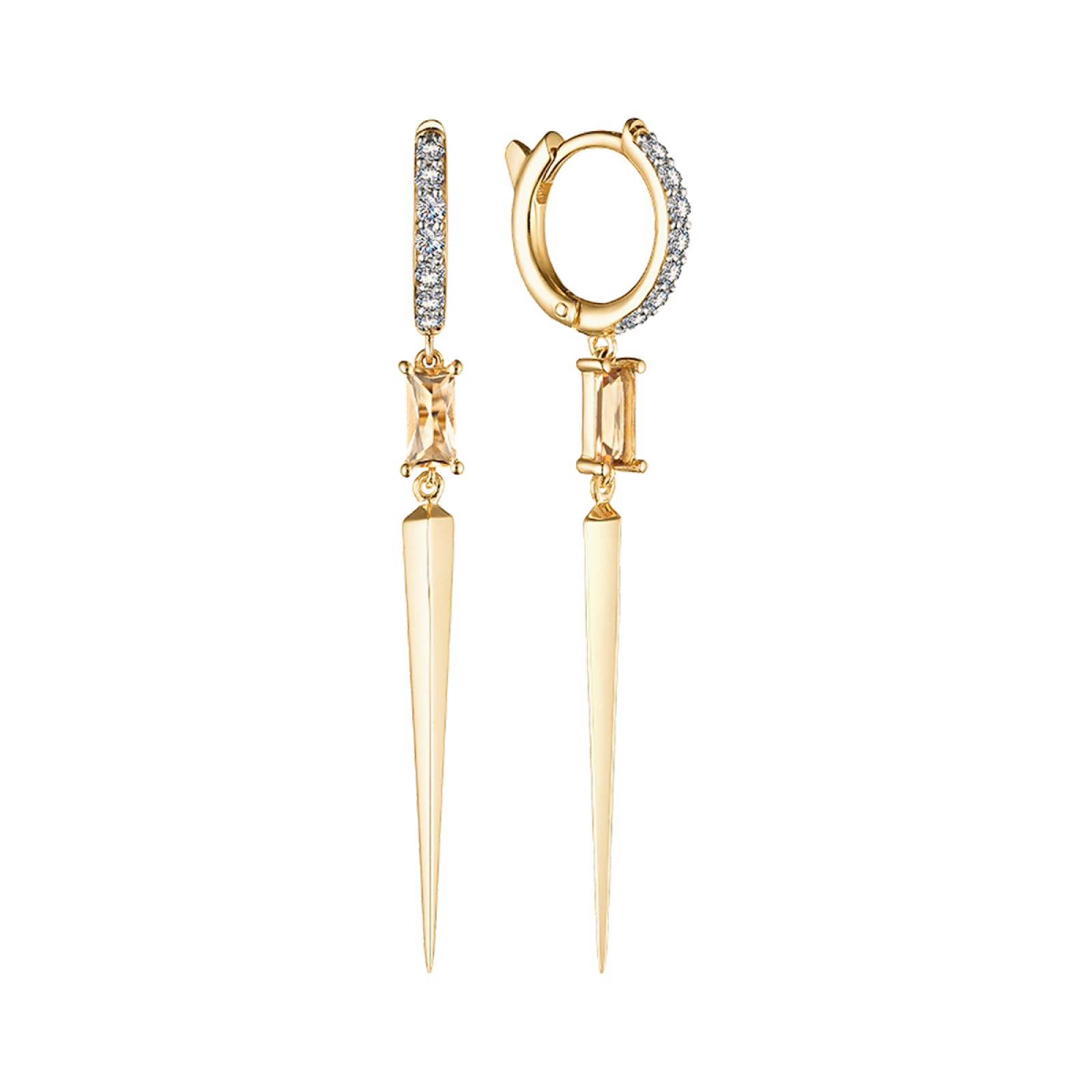 Серьги из золота с цитринами и топазами