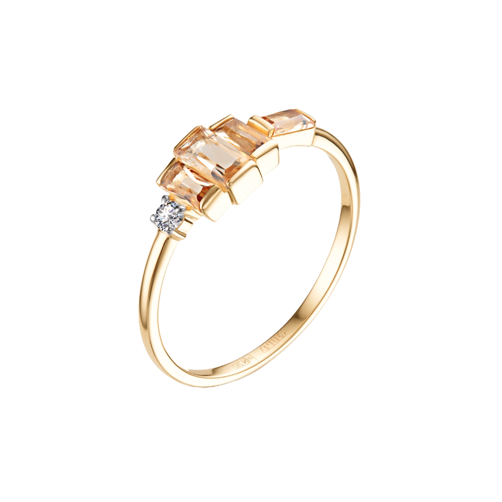 Кольцо из золота с цитринами и топазами