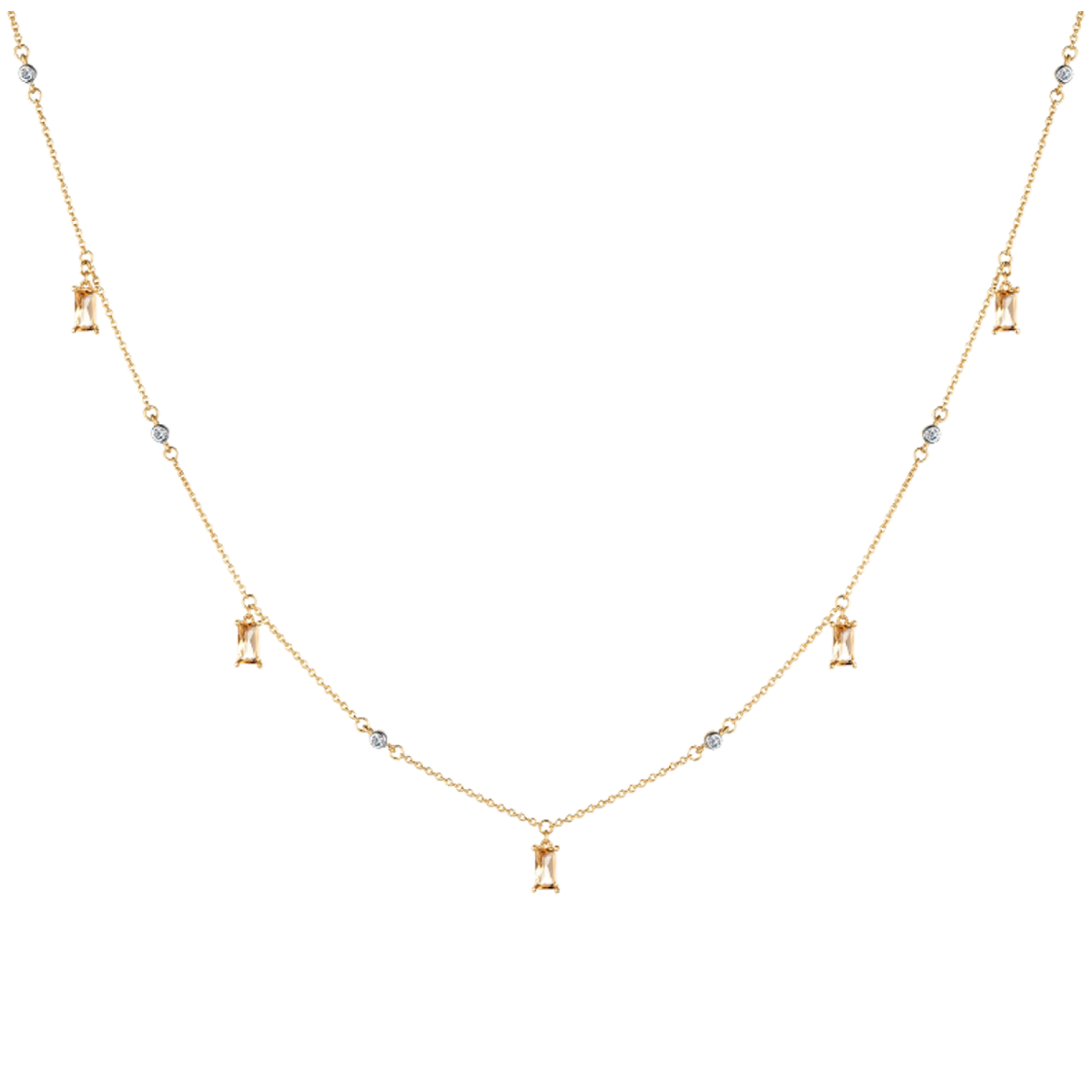 Колье из золота с цитринами и топазами