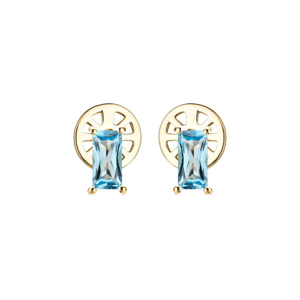 Золотые пусеты с свисс топазами