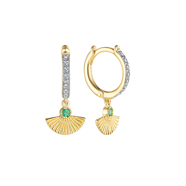 Золотые серьги с изумрудами