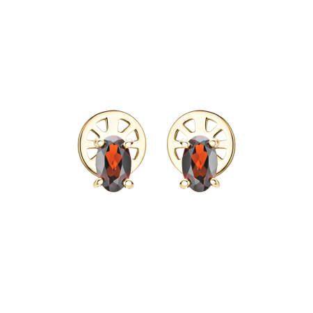 Золотые пусеты с гранатами