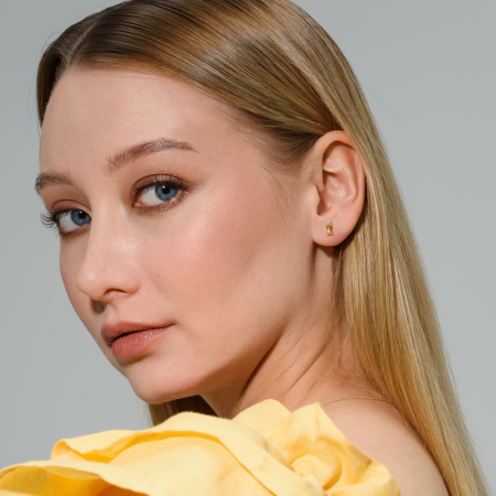 Пусеты из золота с цитринами и топазами