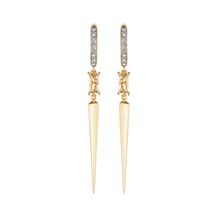 Серьги из золота с цитринами и топазами