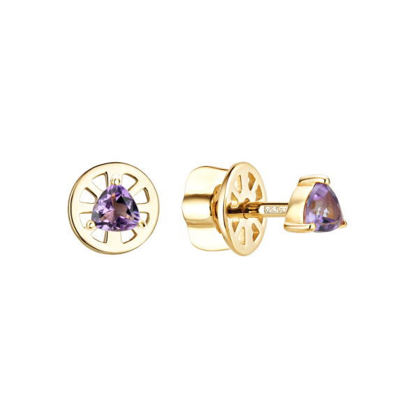 Золотые пусеты с аметистами