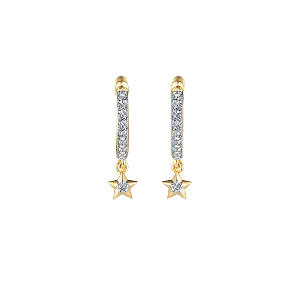 Золотые серьги-звезды с бриллиантами 