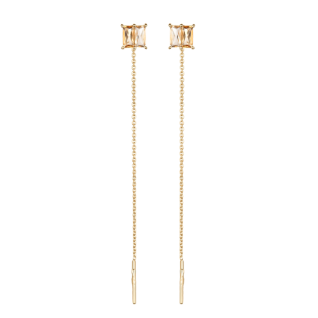 Серьги - продевки из золота с цитринами 