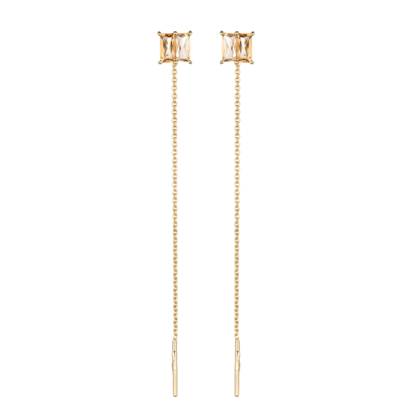 Серьги - продевки из золота с цитринами 