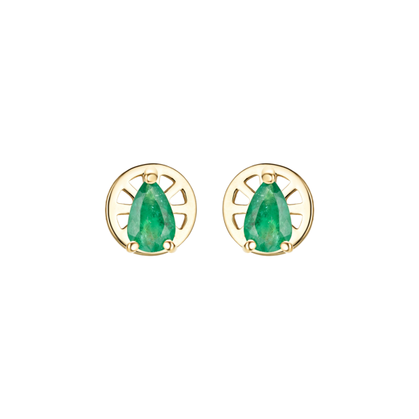 Золотые пусеты с изумрудами