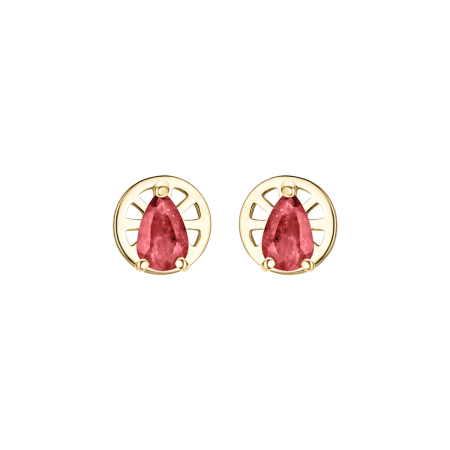 Золотые пусеты с рубинами