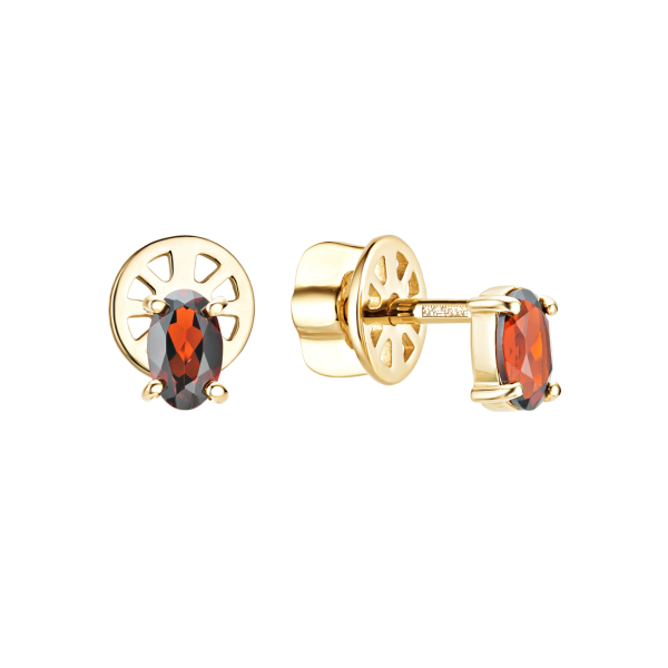 Золотые пусеты с гранатами